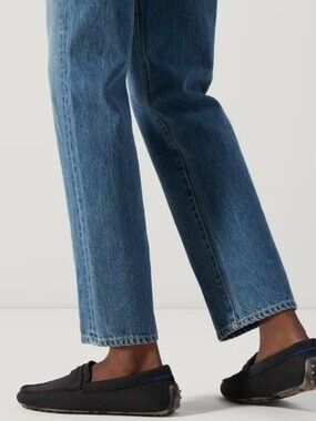 Rothy's Black Slip-On Driving Loafers Black with Blue Accent